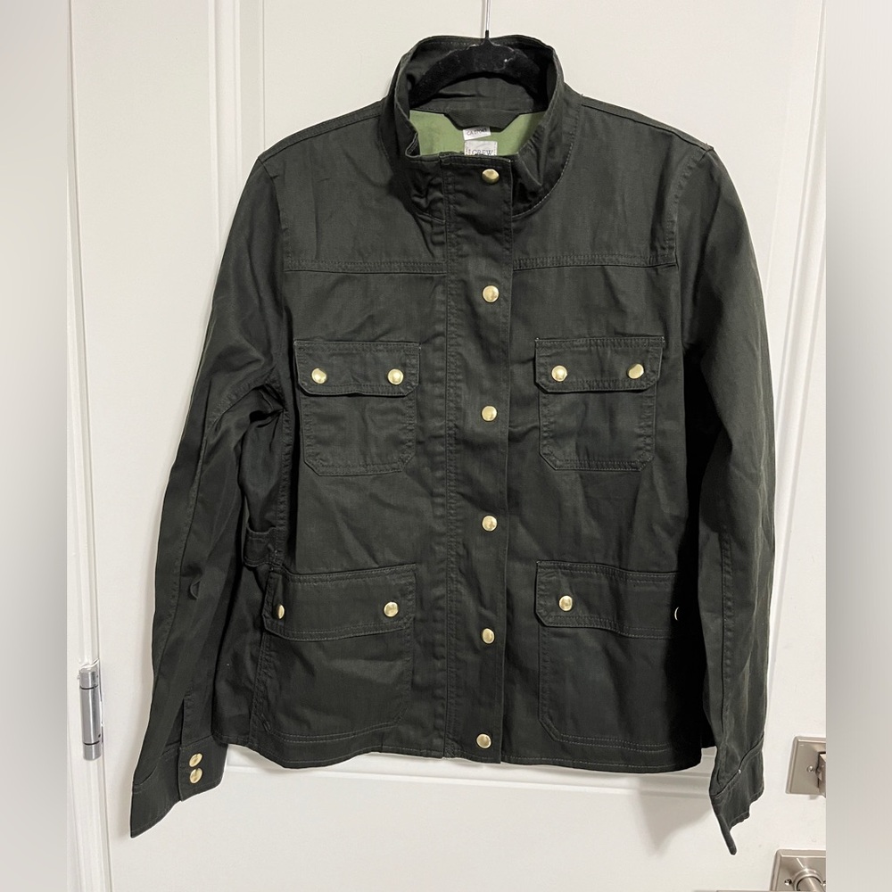 J. Crew Women’s Resin-Coated Twill Field Jacket - Size L